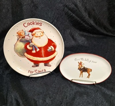 Hallmark Cookies For Santa 9" Stoneware Plate With Deer Plate By Magenta  - Image 1 of 4