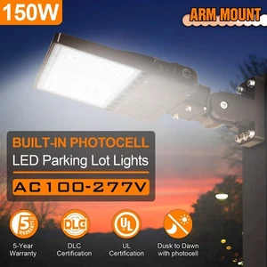 150W LED Parking Lot Light Dusk to Dawn Commercial Shoebox Area Lighting Outdoor - Picture 1 of 14