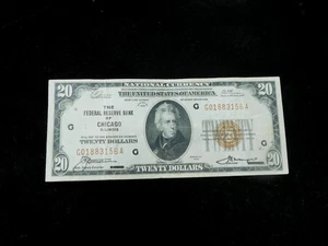 1929 $20 Federal Reserve Bank of Chicago Illinois Brown Seal National Currency N - Picture 1 of 4