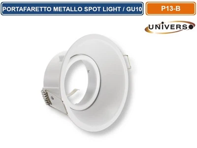 PORTAFARETTO ROTONDO ORIENTABILE DA INCASSO IN METALLO BIANCO PER LAMPADE GU10 - Immagine 1 di 3