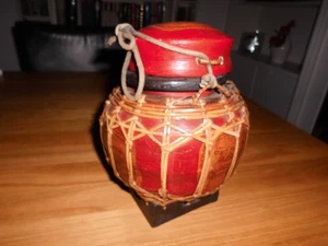 Vintage lackierter handgewebter Bambus-Reisaufbewahrungstopf - Bild 1 von 5