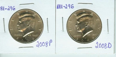 2008 P&D Kennedy Half Dollars Uncirculated BU  NIFC - Image 1 of 2