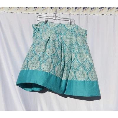 Apt. 9 Falda Paisley Plisada Azul y Blanco 22W Foto 1 de 4