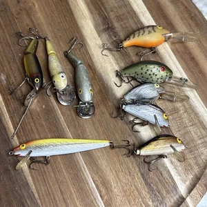 Vintage Fishing Lure Lot, Musky Cisco Kid And Rebel Lure Lot of 9 - Picture 1 of 21