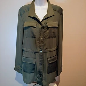 NUEVO Chico's Mujer 0 ~ US 4/6 Verde Oliva Oscuro Transparente Chaqueta Utilitaria Blusa $129 - Imagen 1 de 16
