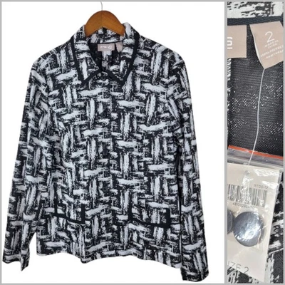 NUEVO Chicos Chaqueta Blazer Talla 2 Grande Orgánico Jaquard Kerris Negro Blanco Mujer  Foto 1 de 4