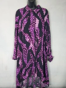 Zim & Zoe Dress Women's Size 18 Button Up Roll Tab Sleeve High Low Sheer - Picture 1 of 14