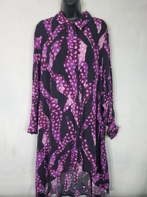 Vestido para mujer Zim & Zoe talla 18 con botones manga lengüeta enrollable alto bajo transparente Foto 1 de 4