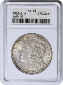1921-D VAM 1W Morgan Silver Dollar MS63 ANACS - Picture 1 of 2