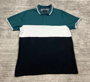 Denim & Flower Shirt Mens Medium Colorblock Polo Short Sleeve Casual - Picture 1 of 11