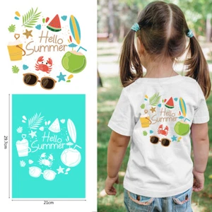 Hágalo usted mismo Hola Verano Serigrafía Impresión Plantilla Adhesivo Malla Transferencia Camiseta Bolso - Imagen 1 de 4