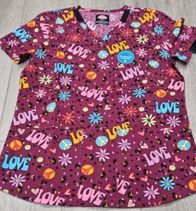 LOVE Dickies Scrubs V Neck Top DK616 HYHP SMALL - Picture 1 of 4