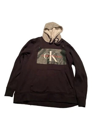 CK Calvin Klein Jeans Hoodie Sweatshirt Mens Size L Logo Pullover Black/White - Image 1 of 2