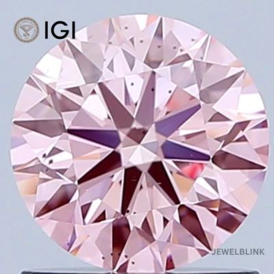 IGI Certified 1 CT Fancy Intense Pink SI1 Round Brilliant CVD Lab Grown Diamond - Image 1 of 4