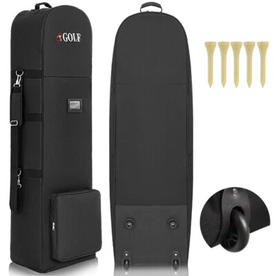 Portable Padded Golf Case Bag Holiday Flight Travel Golf Clubs Carrier w/ Wheels - Image 1 of 4
