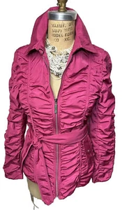 Pink Women’s Betsey Johnson Women’s Pink Ruched Belted Jacket Barbiecore S - Picture 1 of 12