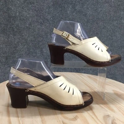 Sandálias femininas Dr. Scholls 7 slingback bege fivela alça bloco salto peep toe - Imagem 1 de 4