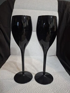 Pair of Vintage Mikasa Elegance Elite Black Wine Glasses 8 ½” - Picture 1 of 5