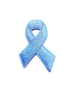 Prostate Cancer Light Blue Awareness Ribbon Iron On Patch Gifts Fundraising - Picture 1 of 4