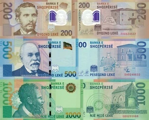 Albania 3 PCS Set: 200, 500 & 1000 Leke (2017-2020) - All P-New UNC - Picture 1 of 4