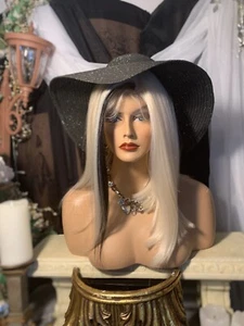 Cute, 16” Blonde W/black Streak, LACE FRONT W/5” Deep Lace Side Part Wig! - Picture 1 of 12