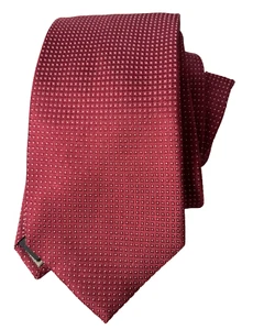Calvin Klein Herren 100 % Seide Krawatte kleine Punkte burgunderrot einfarbig 61 x 3,5" - Bild 1 von 5