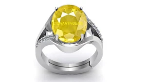 6.25 Ratti /5.00 Ct. Natural Yellow Sapphire Pukhraj Gemstone Ring Lab Certified - Picture 1 of 7