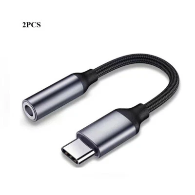 2X auf AUX Adapter Typ USB C Kabel 3,5mm Klinke Handy Audio Musik Kopfhörer AUX - Bild 1 von 4