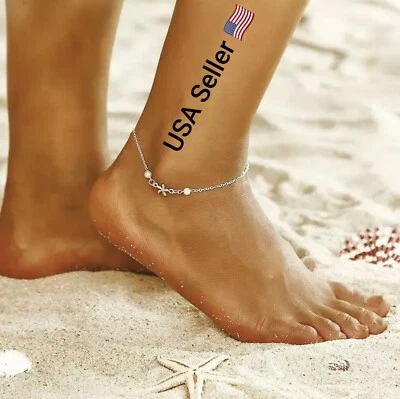 Cadena de pie tibetana plateada hueca ciruela flores en forma de corazón tobillera mujer Foto 1 de 4