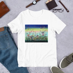UNISEX t-shirt - CROWDED AND LIVING - oil painting - shirt apparel abstract art - Picture 1 of 6