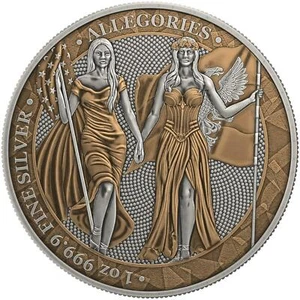 Germania 2019 5 Mark Columbia & Germania - Antique & Copper- 1 Oz Silbermünze - Bild 1 von 4