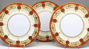 SET 6 Noritake Vintage Orange and Gold Dinner Plates - Picture 1 of 5