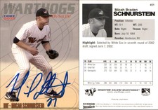 Micah Schnurstein Signed 2005 Choice Winston-Salem Warthogs #21 Card Auto AU