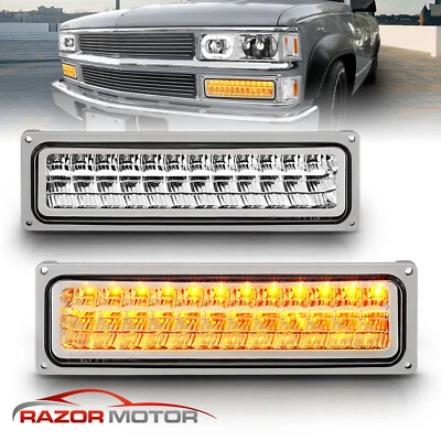 For 1994-1999 Chevy GMC C10 C/K Yukon Tahoe Suburban LED Bumper Lights Pair - Image 1 of 4