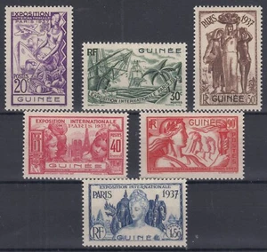 TIMBRE GUINEE SERIE EXPOSITION 1937 N° 119/124 NEUVE * GOMME TRACE DE CHARNIERE - Picture 1 of 2