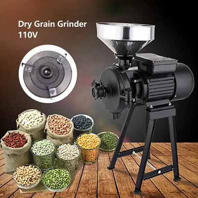 Electric Grinder Corn Grain Wheat Cereal Feed MachineWet Dry Mill With Funnel - Image 1 of 4