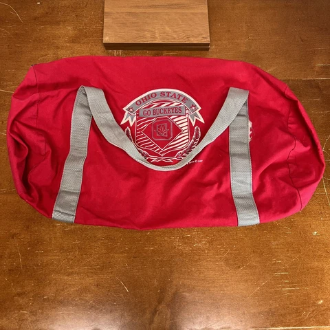 Vintage Ohio State Buckeyes Duffle Bag Small Red Gray 1988 Nutmeg Mills Cover