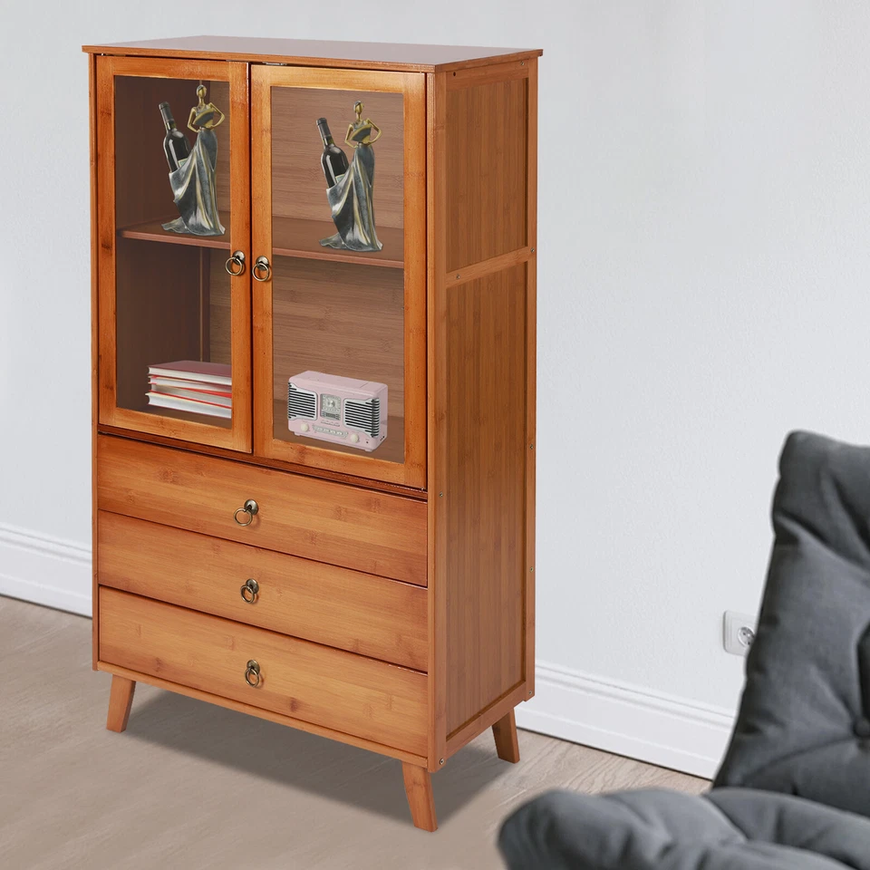 Armario de almacenamiento de bambú para cocina buffet con cajón Foto 1 de 4