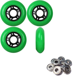 Ruedas de patinaje en línea 72 mm 89A verde exterior 4 piezas con Abec 5 rodamientos - Imagen 1 de 4