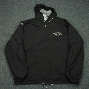 VINTAGE Abercrombie Fitch Jacket Mens Large Black Full Zip Hooded Lacrosse - Picture 1 of 9