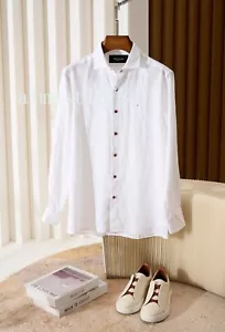 KITON camicia di lino con risvolto semplice bottone uomo business shirt - Foto 1 di 15