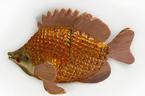 Pesci Österreichische Kristall Schmuck emailliert Engel Fisch Schmuckschatulle Rosé Gold Orange - Bild 1 von 6