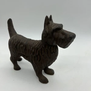 Cast Iron Brown Scottish Terrier Dog Statue Doorstop Rustic Scotty - Picture 1 of 13