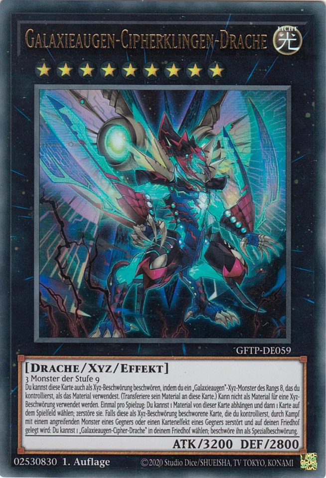 YU-GI-OH, GALAXIEAUGEN-CIPHERKLINGEN-DRACHE, UR, GFTP-DE059, 1. Auflage, TOP - Bild 1 von 1