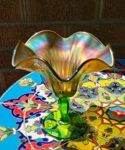 Northwood Antique Glass Pedestal Ruffle Compote - Picture 1 of 8