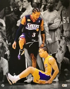Allen Iverson Signed 16x20 Philadelphia 76ers Step Over Lue Photo 2 BAS ITP - Picture 1 of 2