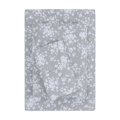 Super Soft Brushed Microfiber Bed Sheet Set, Gray Floral, Twin-XL, 3 Piece - Image 1 of 4
