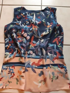 ESPRIT Sommer - Shirt - Gr. 40 - dunkelblau apricot bunt - ärmellos - Viskose - Bild 1 von 3