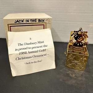Decorazione natalizia Jack-in-the-Box 1984 Danbury oro come nuova con scatola - Foto 1 di 3
