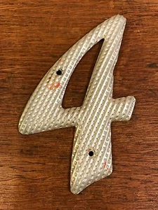 Vintage Salvaged 1950's/60's Retro Aluminum House Sign Address Number 4 (3.5") - Picture 1 of 3